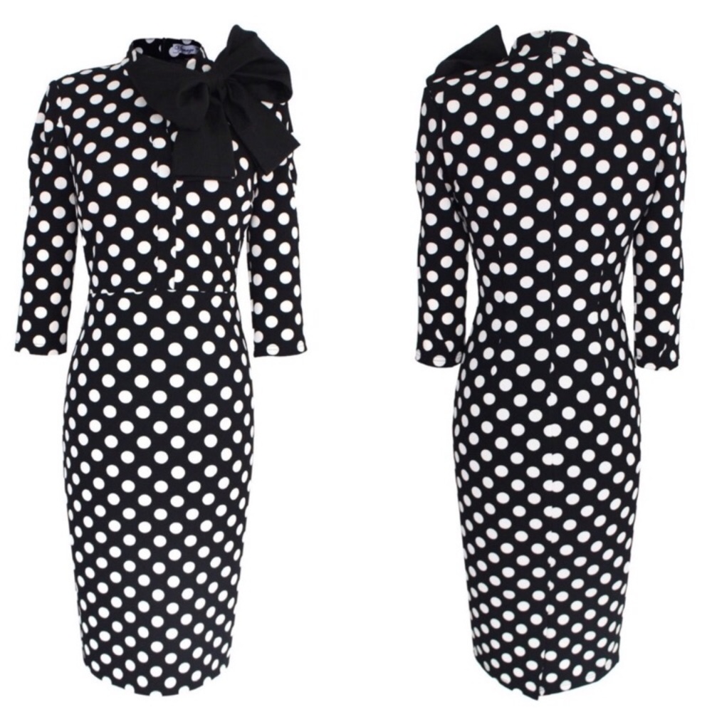 Vintage Bowknot Body-con Stretch Dress